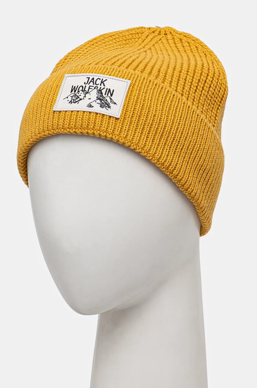 Шапка Jack Wolfskin колір жовтий з товстого трикотажу A61610
