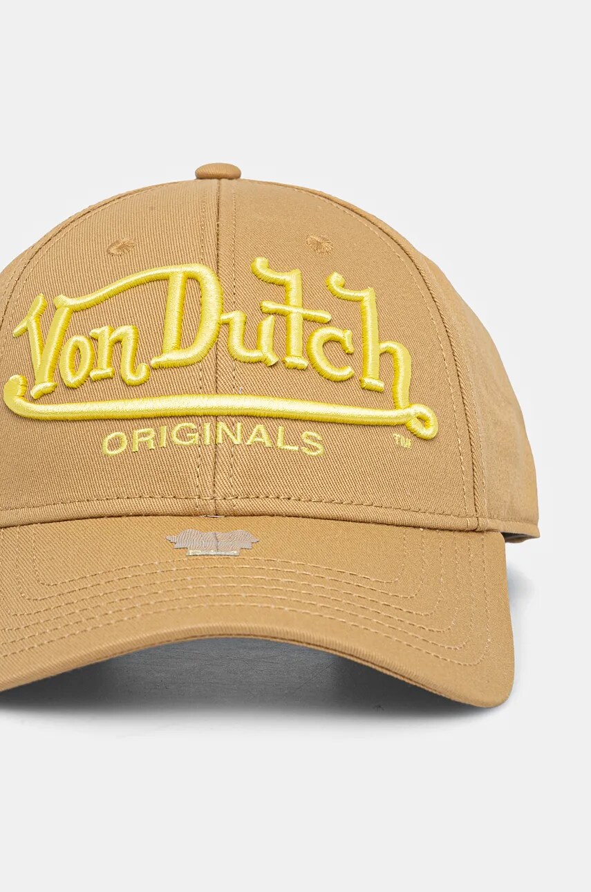 Бавовняна бейсболка Von Dutch DB SEATTLE колір бежевий з аплікацією 7030515