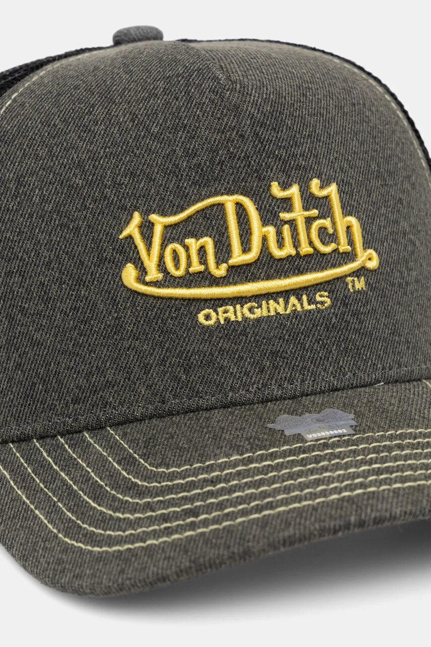 Кепка Von Dutch TRUCKER NEWARK колір чорний візерунок 7030820
