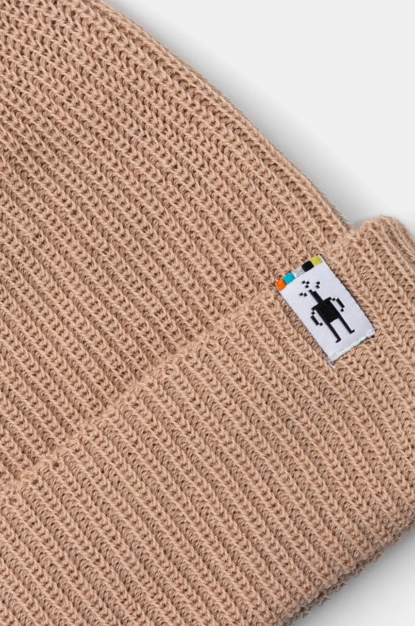 Шапка Smartwool колір бежевий з товстого трикотажу вовна SW002647