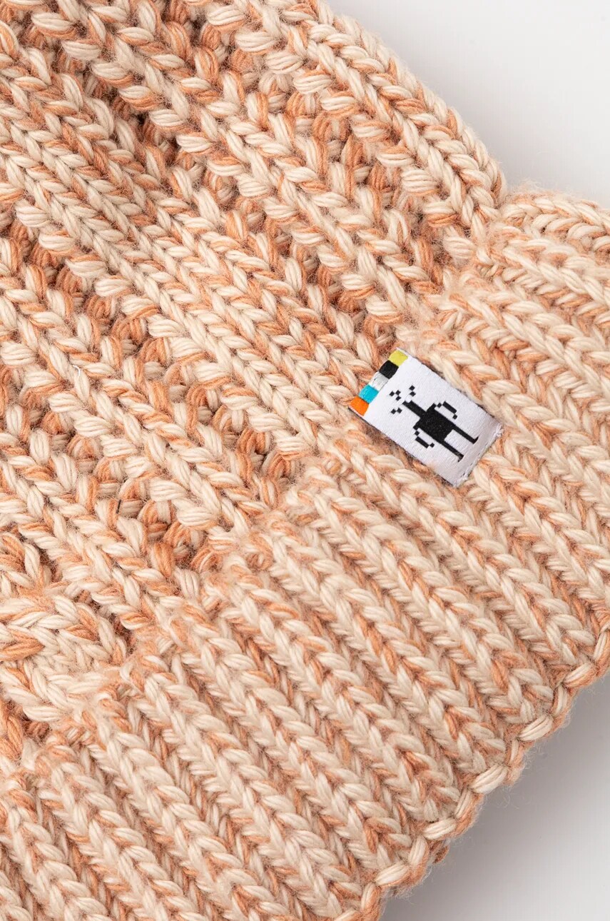 Шапка Smartwool Ski Town колір бежевий з товстого трикотажу вовна SW018119