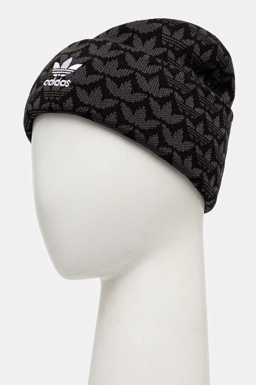 Шапка adidas Originals Monogram колір чорний з товстого трикотажу IY4043