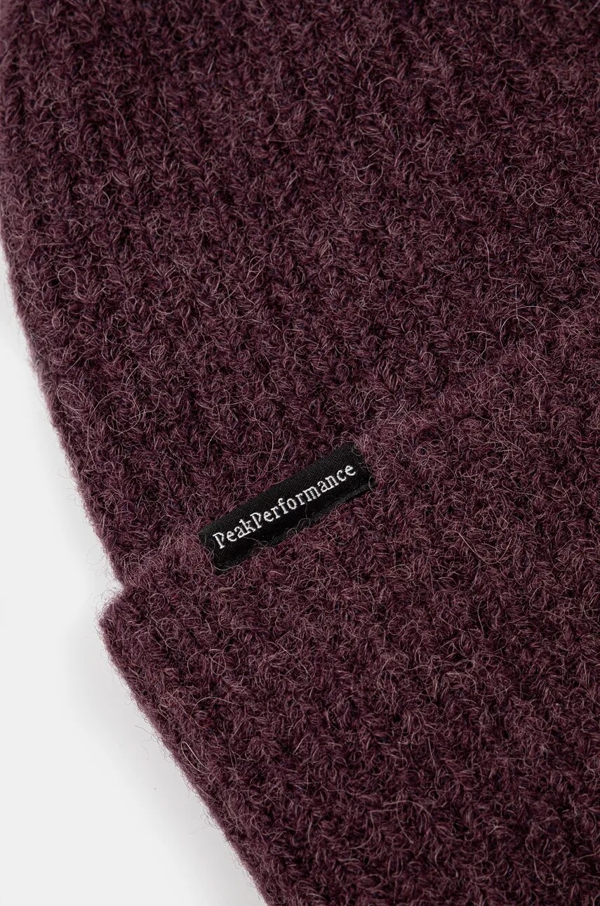 Вовняна шапка Peak Performance Woolblend Hat колір фіолетовий з тонкого трикотажу вовна G80628