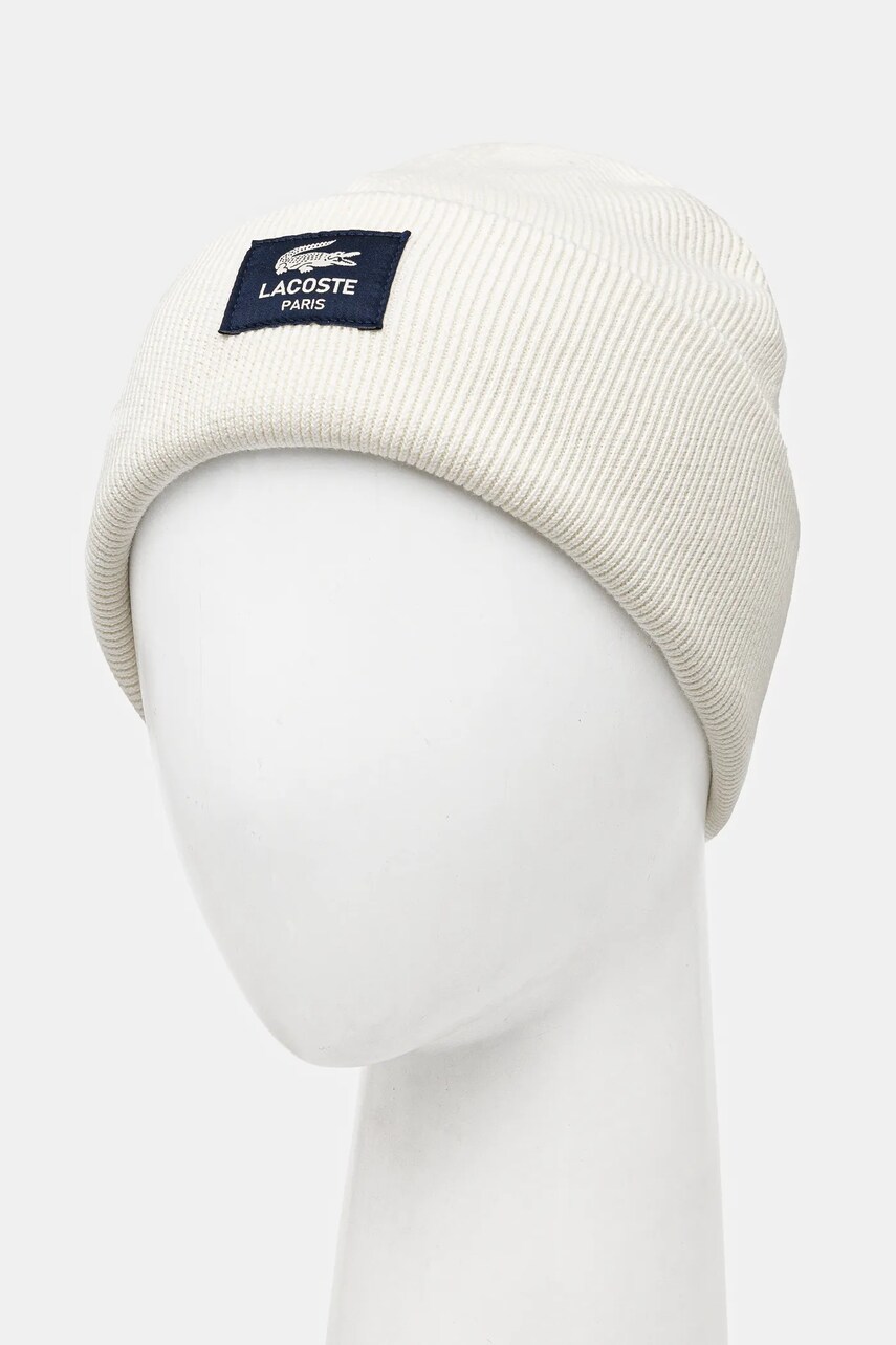 Шапка Lacoste колір бежевий з товстого трикотажу RB3046