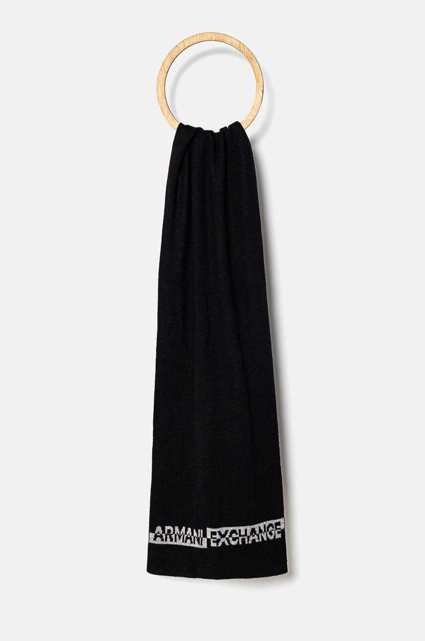 Шапка та шарф з домішкою вовни Armani Exchange колір чорний XM000337 AF12274