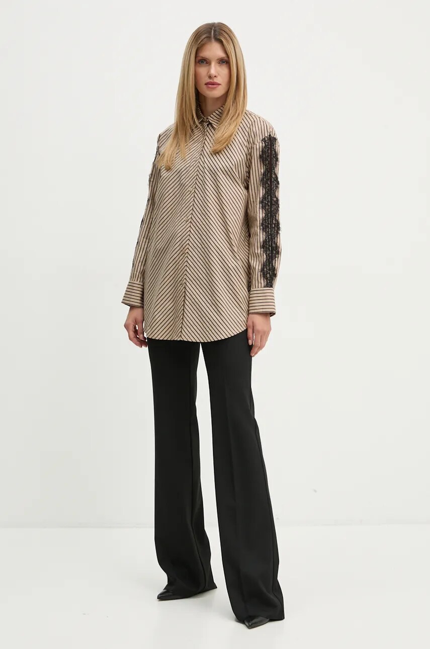 Бавовняна сорочка Bruuns Bazaar IpoBBLua shirt жіноча колір бежевий relaxed класичний комір BBW4140