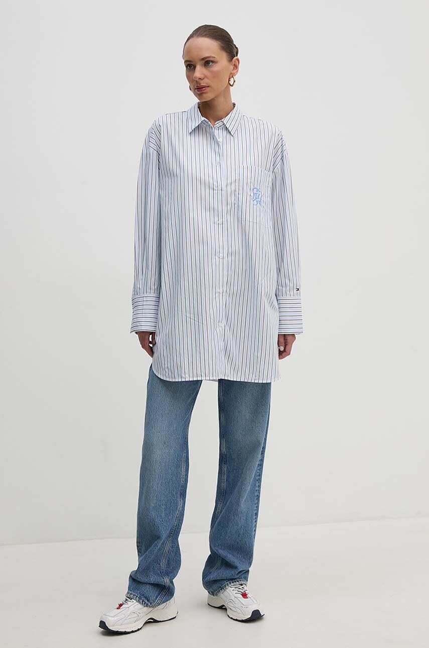 Бавовняна сорочка Tommy Hilfiger жіноча relaxed класичний комір WW0WW42592