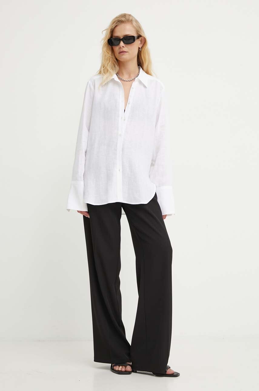 Сорочка з льону A.L.C. Aiden колір білий regular класичний комір 5TOPS01649