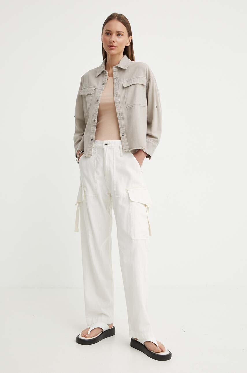 Бавовняна сорочка G-Star Raw жіноча колір бежевий relaxed класичний комір D24593-D454