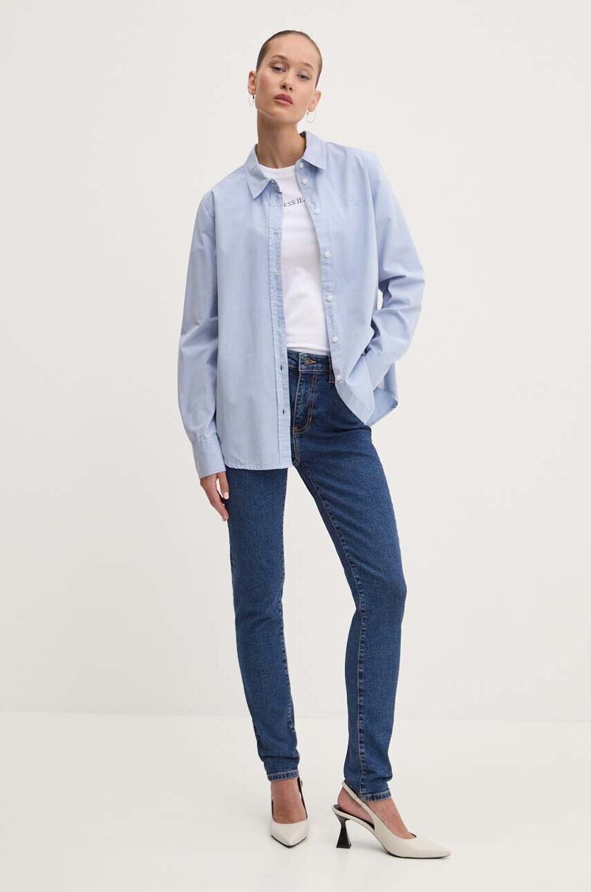 Бавовняна сорочка Guess Jeans жіноча regular класичний комір W4YH68 WGCF1