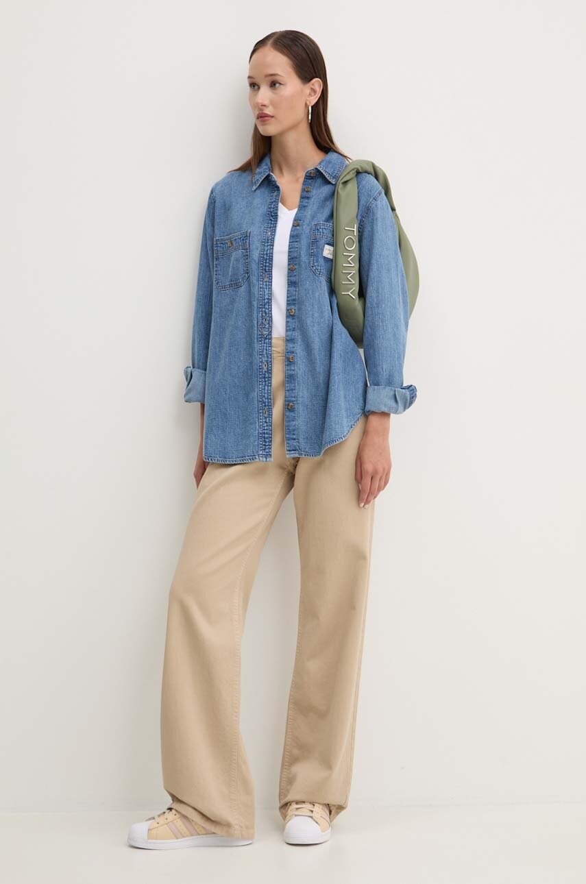Джинсова сорочка Guess Jeans жіноча regular класичний комір W4YH37 D5EI2