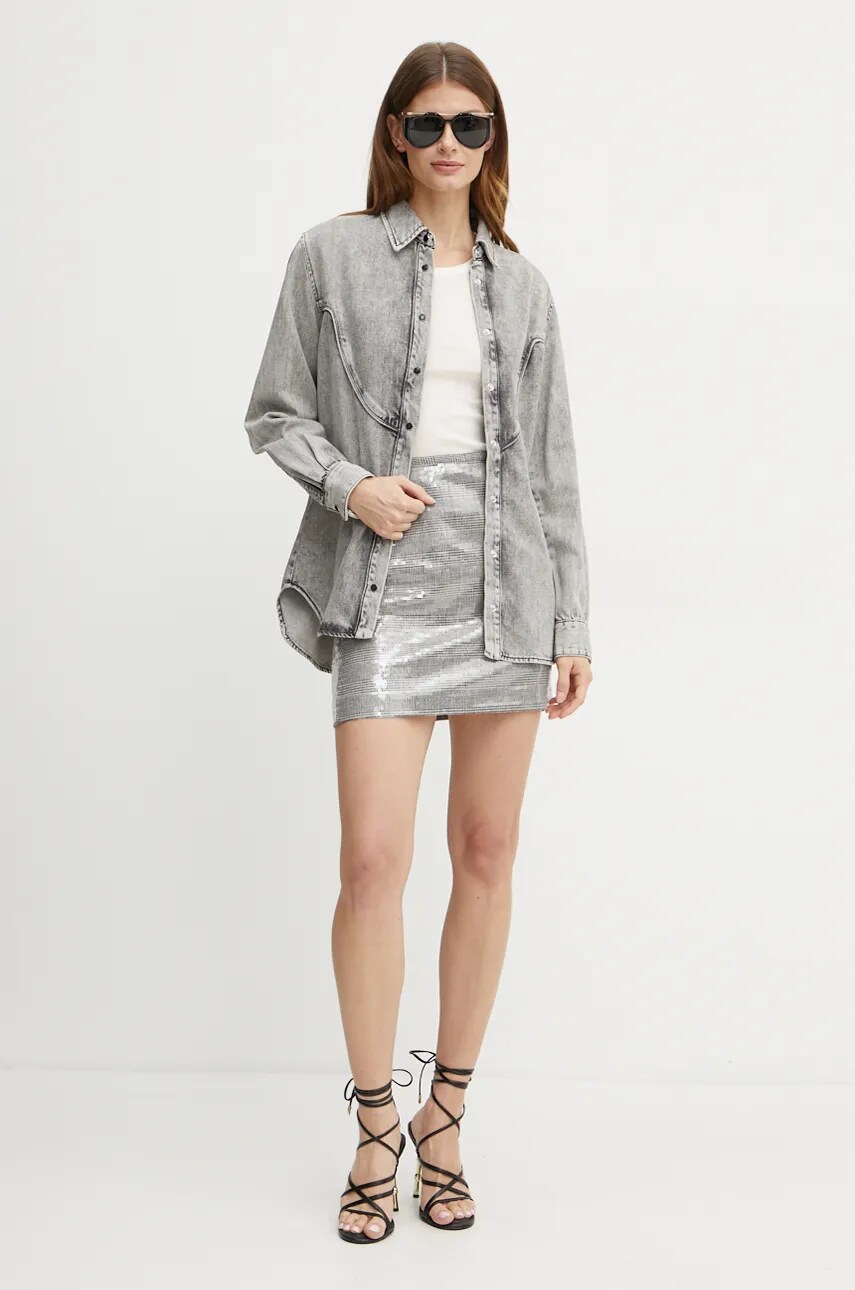 Сорочка Pinko жіноча колір сірий regular класичний комір 103927 A210