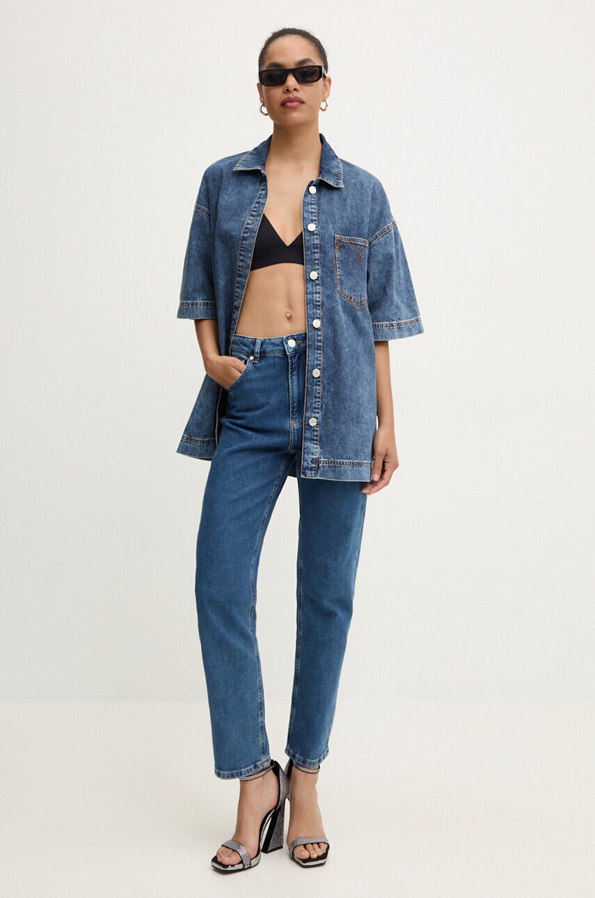 Джинсова сорочка Moschino Jeans жіноча relaxed класичний комір 0214.8224
