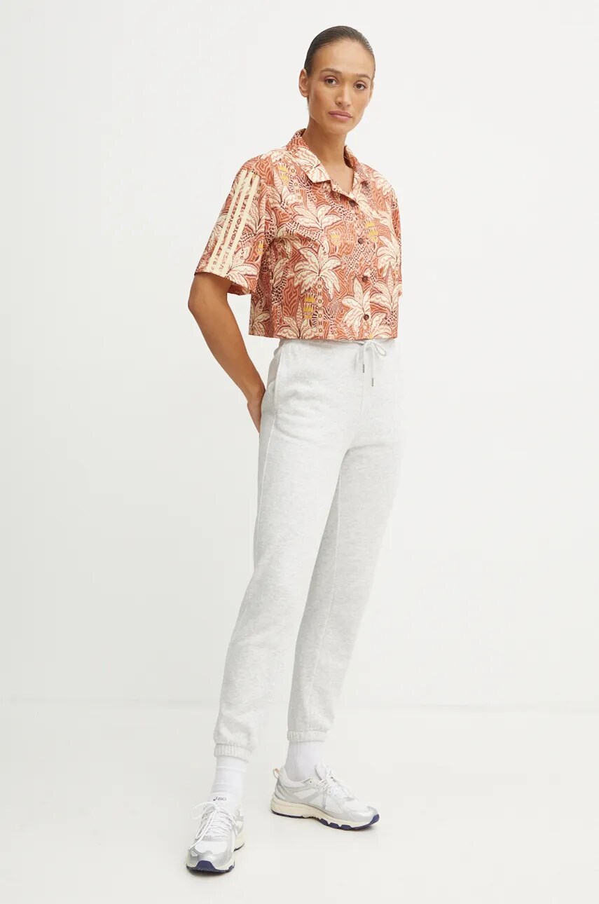 Сорочка adidas x Farm Rio жіноча колір помаранчевий relaxed класичний комір IW5185