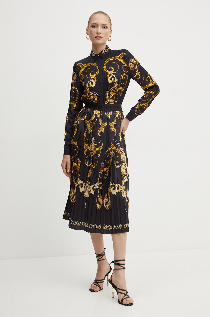 Сорочка Versace Jeans Couture жіноча колір чорний regular класичний комір 77HAL2P1 NS540