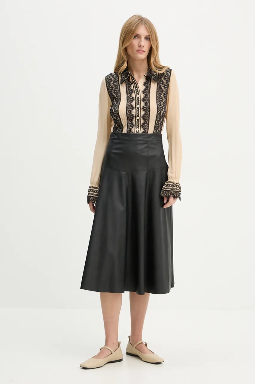 Шовкова сорочка The Kooples колір бежевий regular класичний комір FCCL29002K