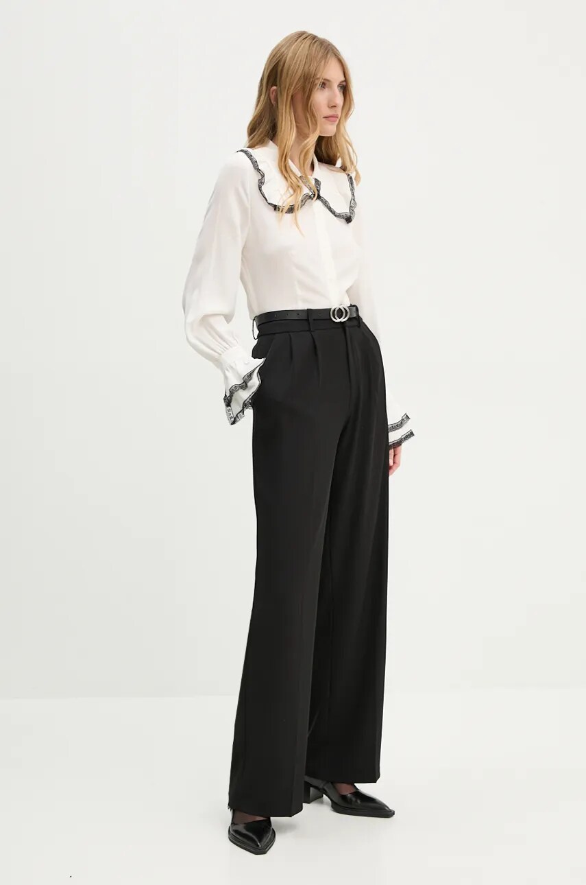 Шовкова сорочка The Kooples колір білий regular класичний комір FCCL29004K