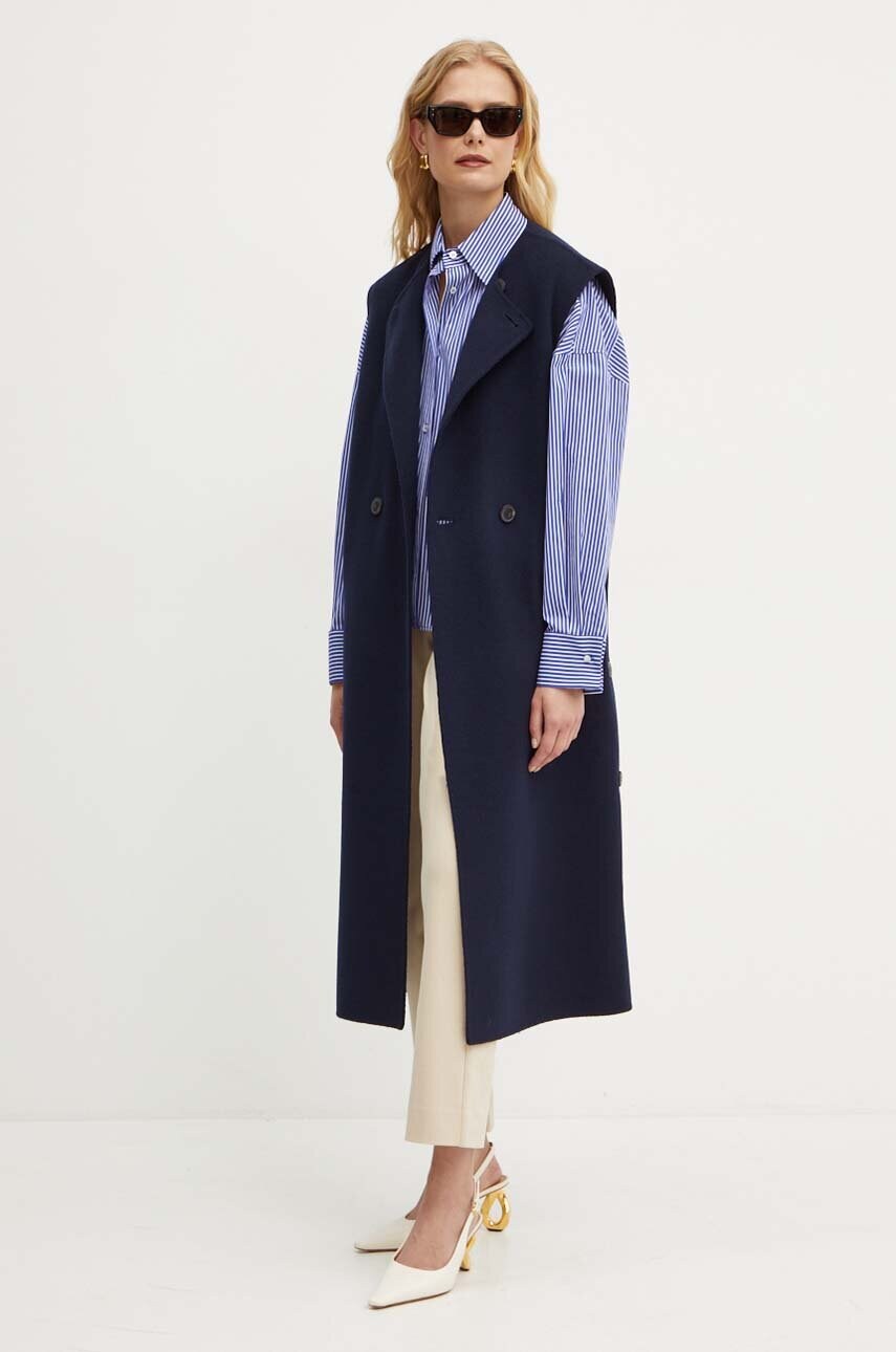 Бавовняна сорочка Weekend Max Mara жіноча колір синій relaxed класичний комір 2425116032600