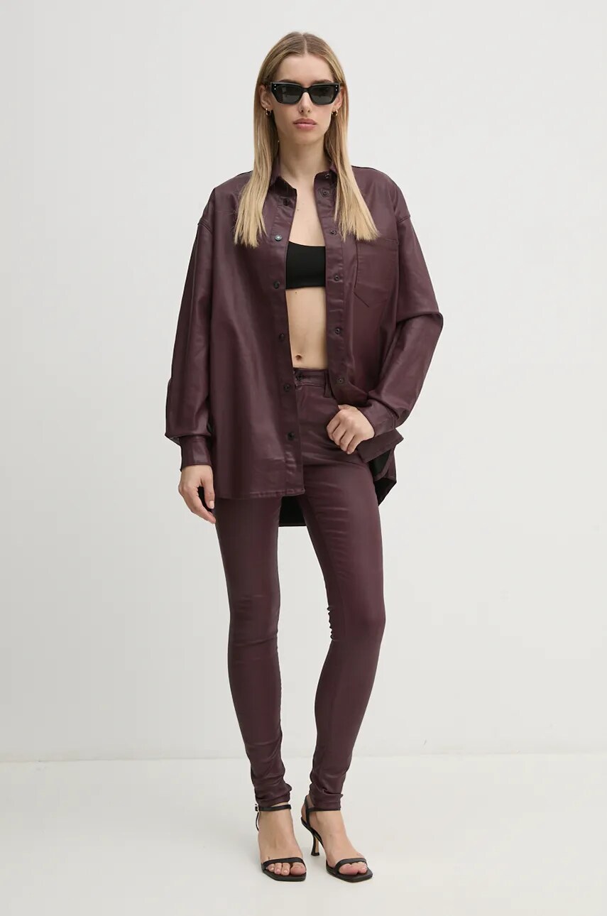 Сорочка Pepe Jeans OVERSHIRT жіноча колір бордовий relaxed класичний комір PL304963YH7