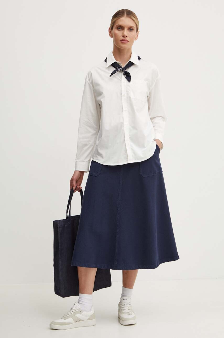 Бавовняна сорочка A.P.C. chemise boyfriend brodee жіноча колір білий relaxed класичний комір COEVD.F12550