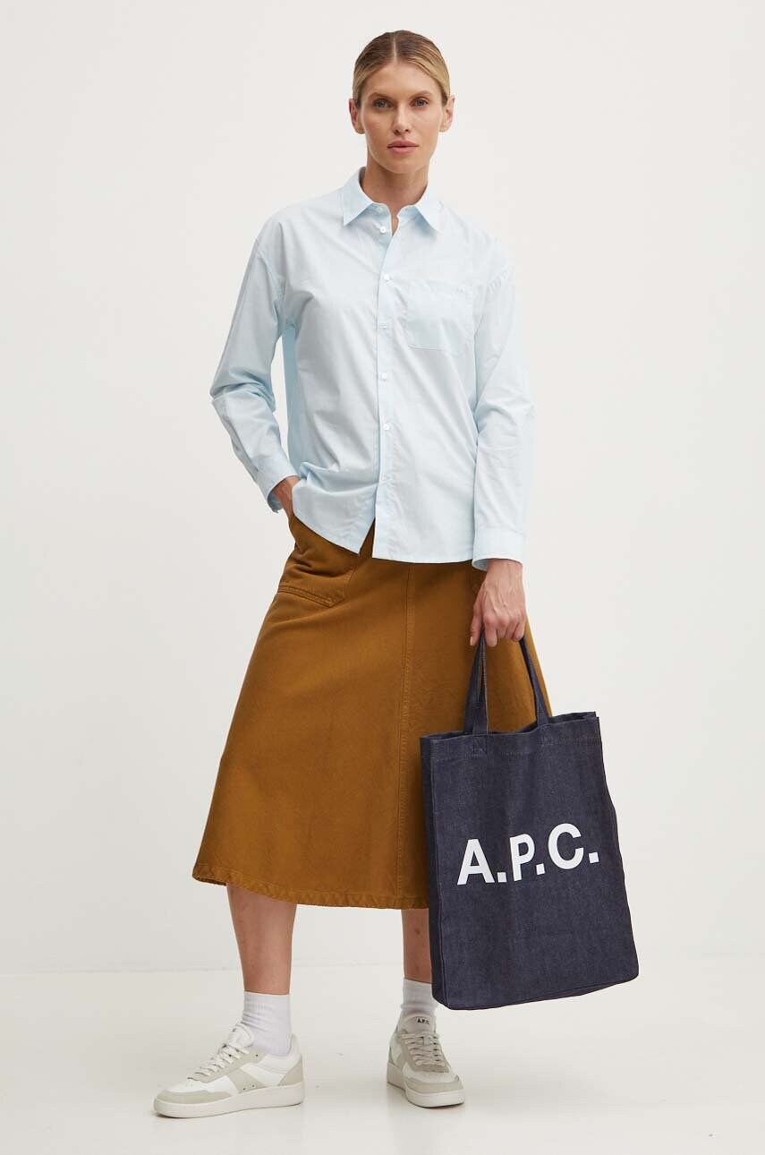 Бавовняна сорочка A.P.C. chemise boyfriend brodee жіноча relaxed класичний комір COEVD.F12550