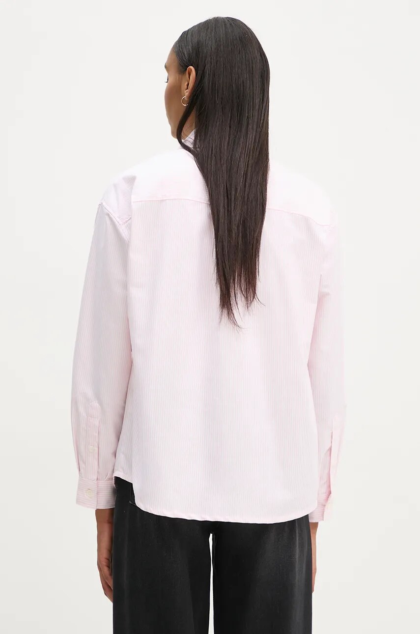 Бавовняна сорочка A.P.C. chemise boyfriend logo жіноча колір рожевий relaxed класичний комір COGUH.F12550