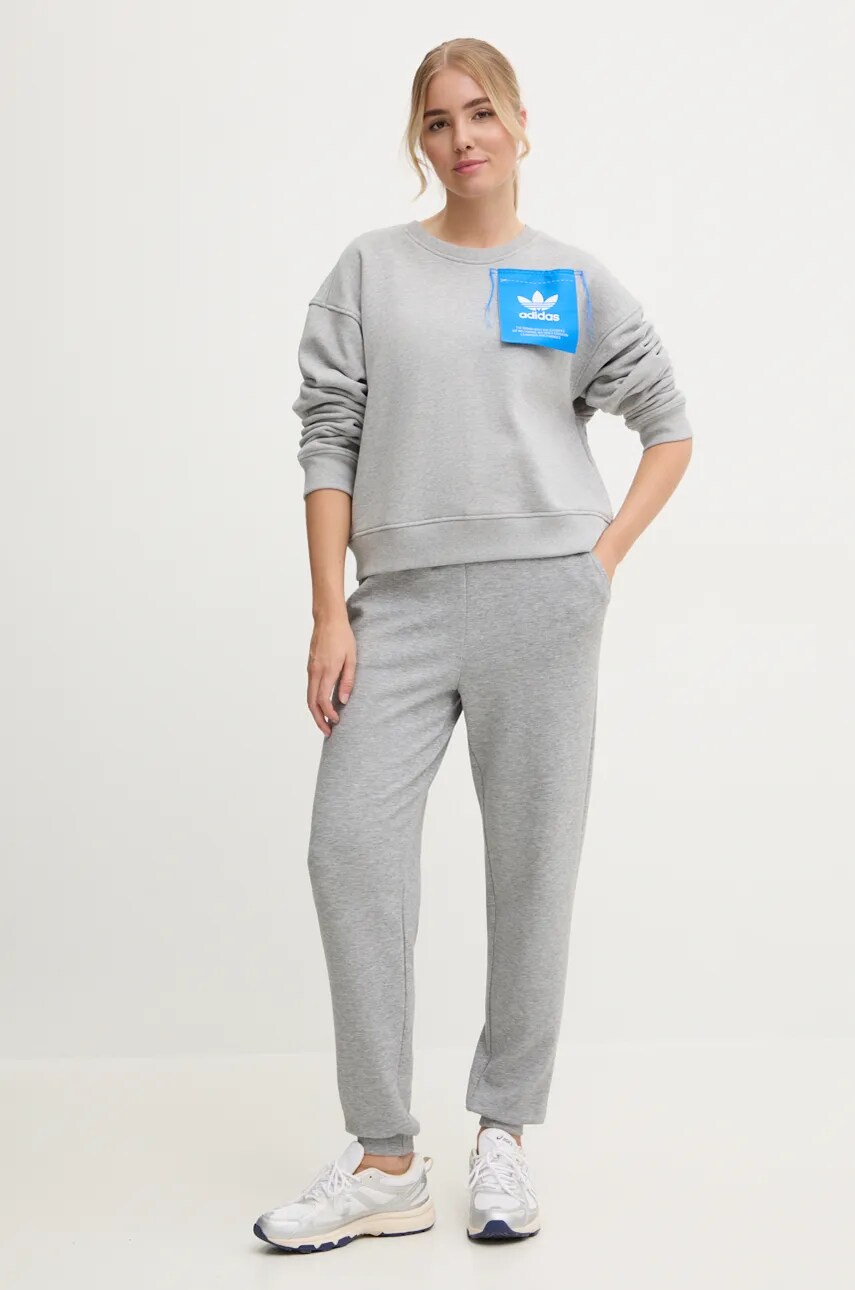 Бавовняна кофта adidas Originals x Ksenia Schneider жіноча колір сірий з аплікацією IW5666