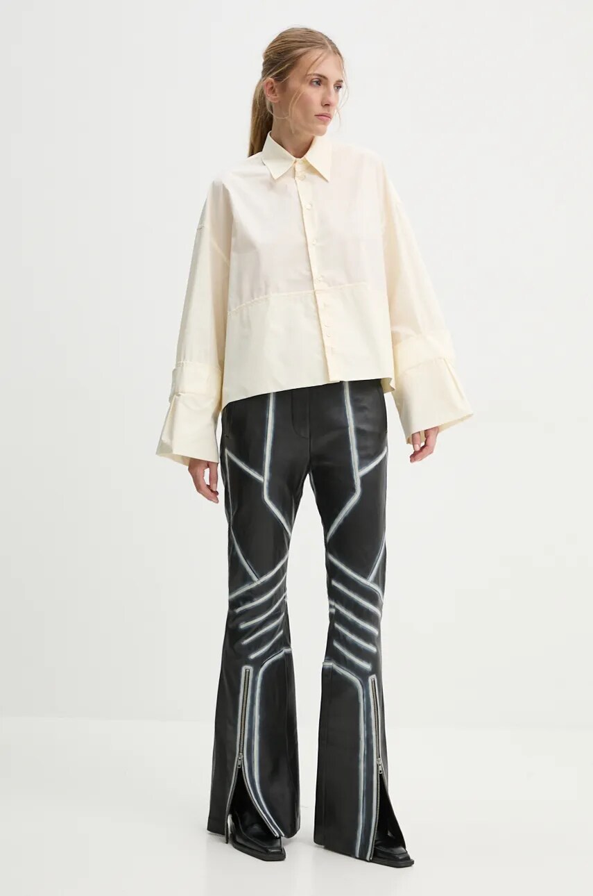 Бавовняна сорочка MM6 Maison Margiela жіноча колір бежевий relaxed класичний комір S62DT0034.S47294