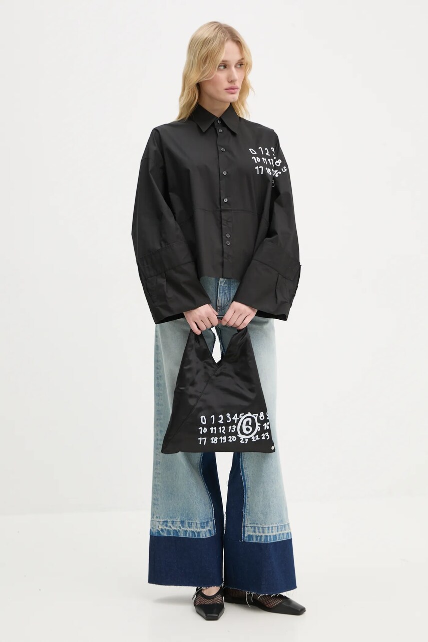 Бавовняна сорочка MM6 Maison Margiela жіноча колір чорний relaxed класичний комір S62DT0034.S47294