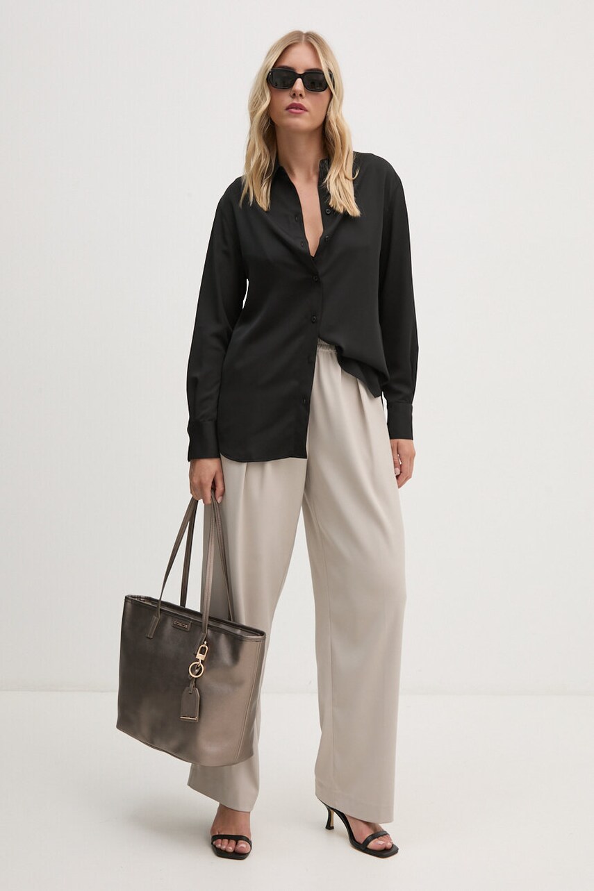 Сорочка Calvin Klein жіноча колір чорний relaxed класичний комір K20K207992
