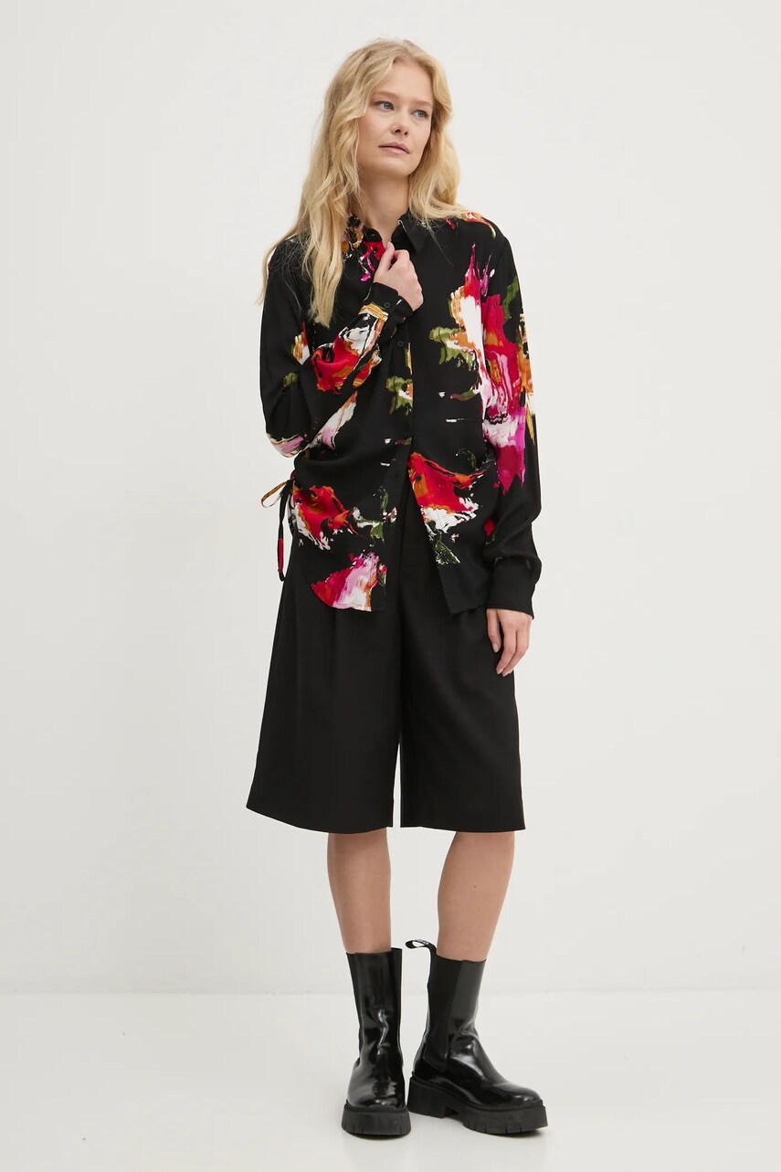 Сорочка Desigual NAGOYA жіноча колір чорний regular класичний комір 24WWCW15