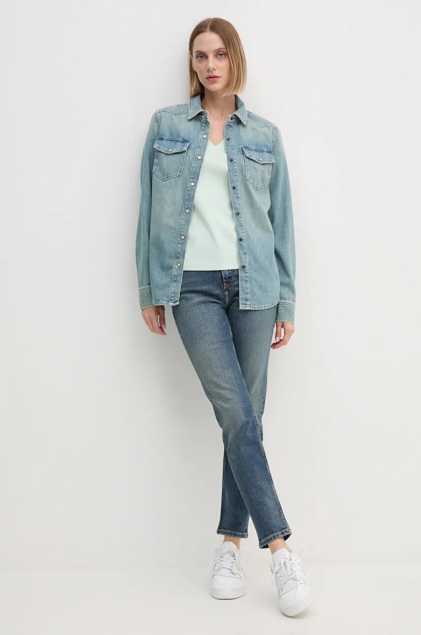 Джинсова сорочка Tommy Hilfiger жіноча slim класичний комір WW0WW42875