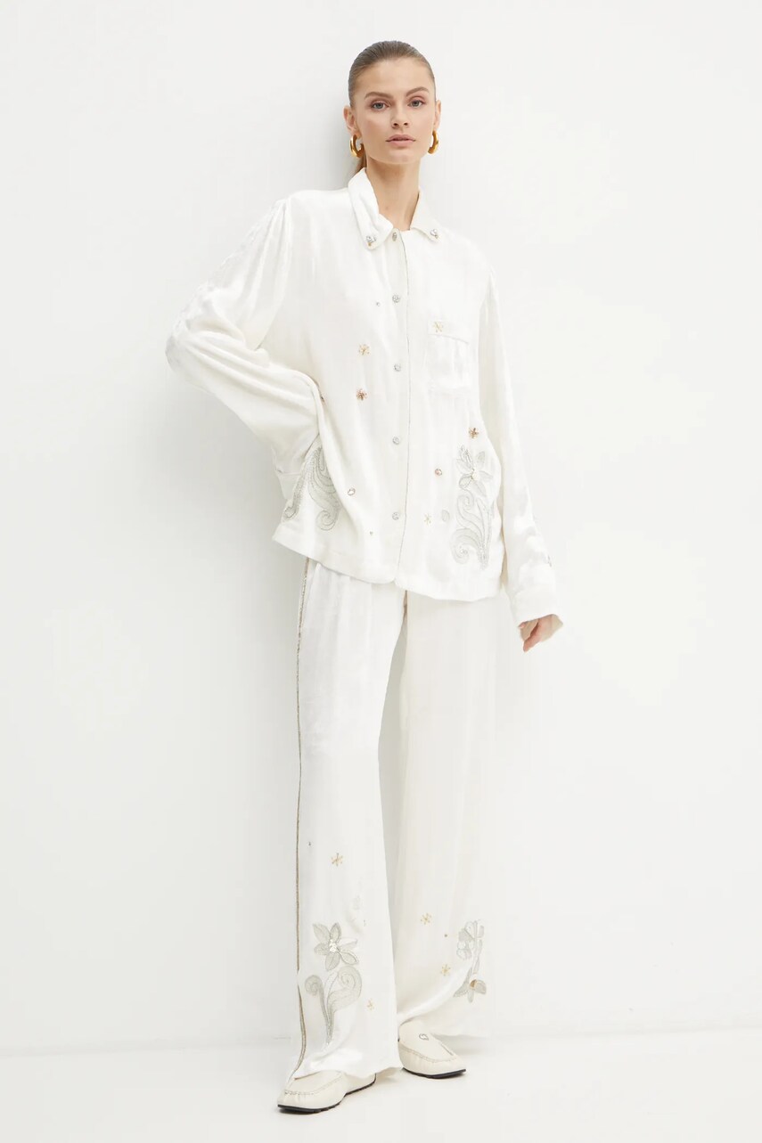 Сорочка Forte Forte жіноча колір бежевий regular класичний комір 13257_my shirt