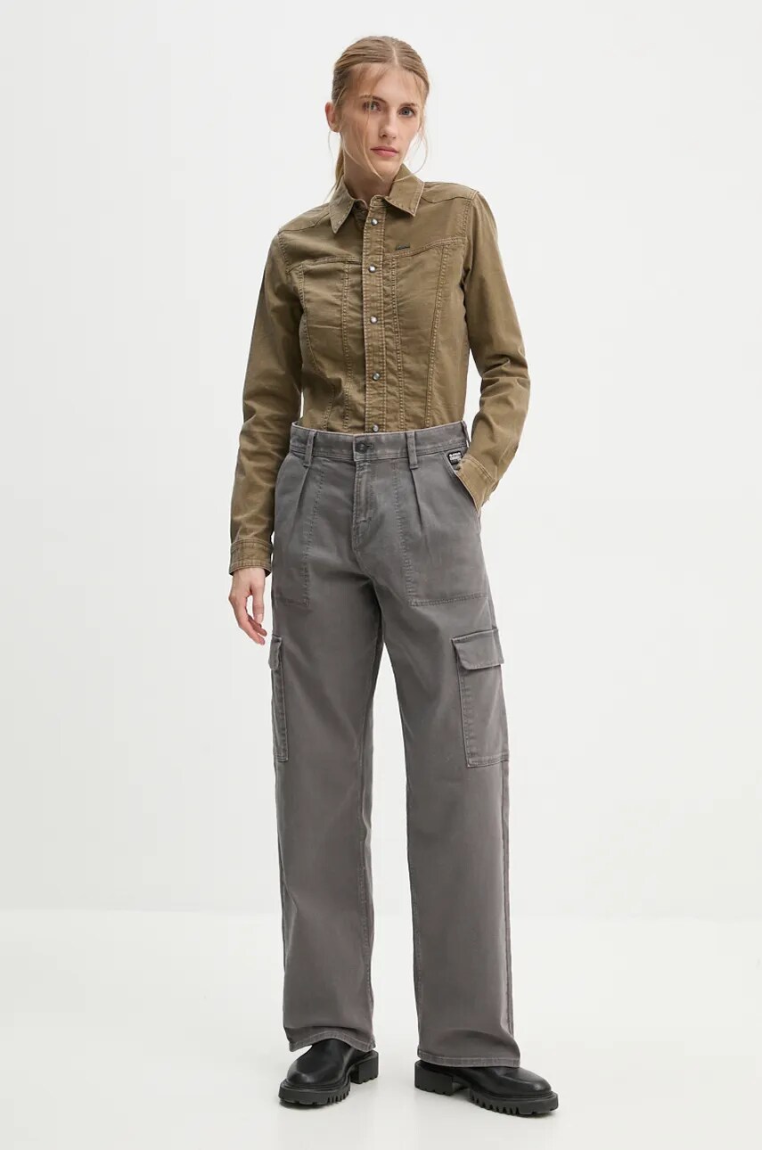 Джинсова сорочка G-Star Raw жіноча колір зелений regular класичний комір D25243-D729