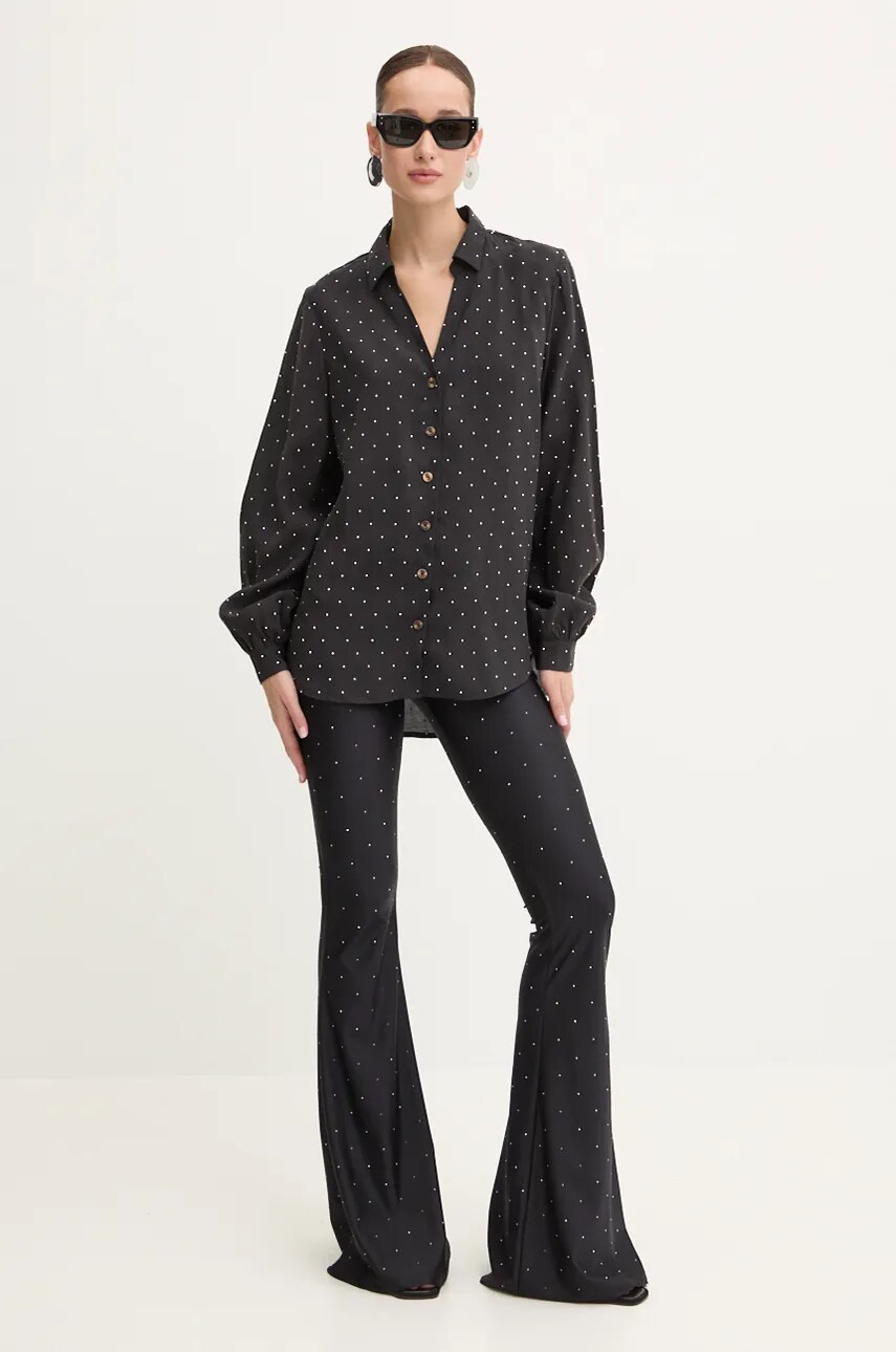 Сорочка Never Fully Dressed Miley Shirt жіноча колір чорний regular класичний комір NFDTO1572