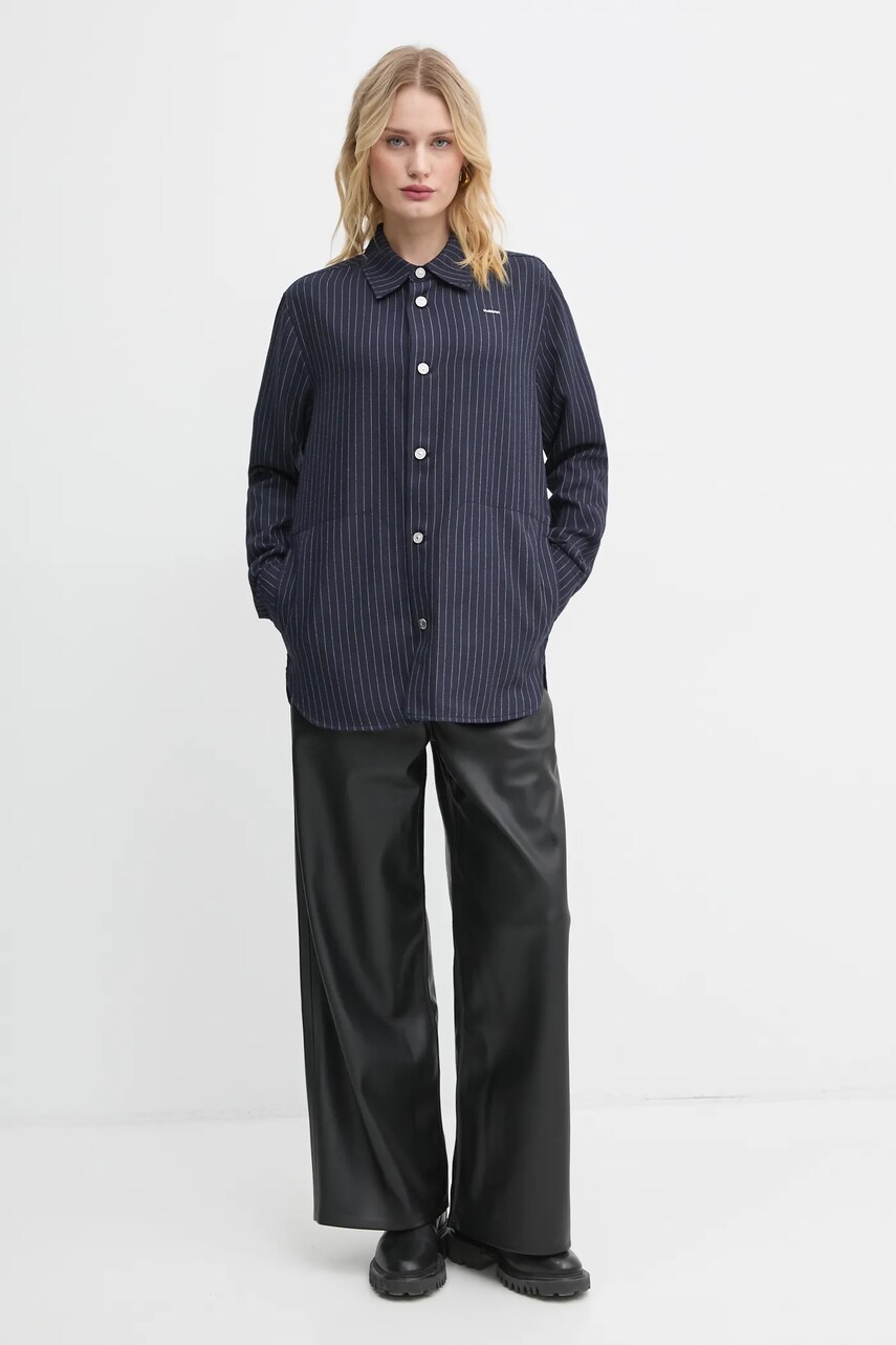 Сорочка з домішкою вовни G-Star Raw колір синій regular класичний комір D25291-D721