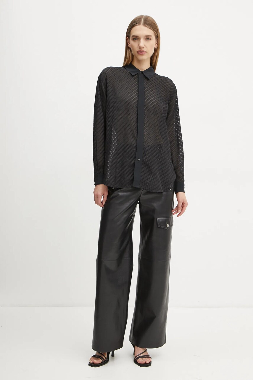 Сорочка G-Star Raw жіноча колір чорний relaxed класичний комір D25406-D404