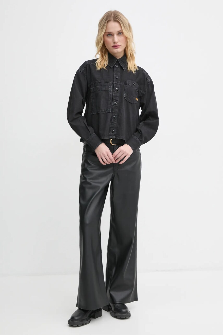 Джинсова сорочка G-Star Raw жіноча колір чорний relaxed класичний комір D25516-D540