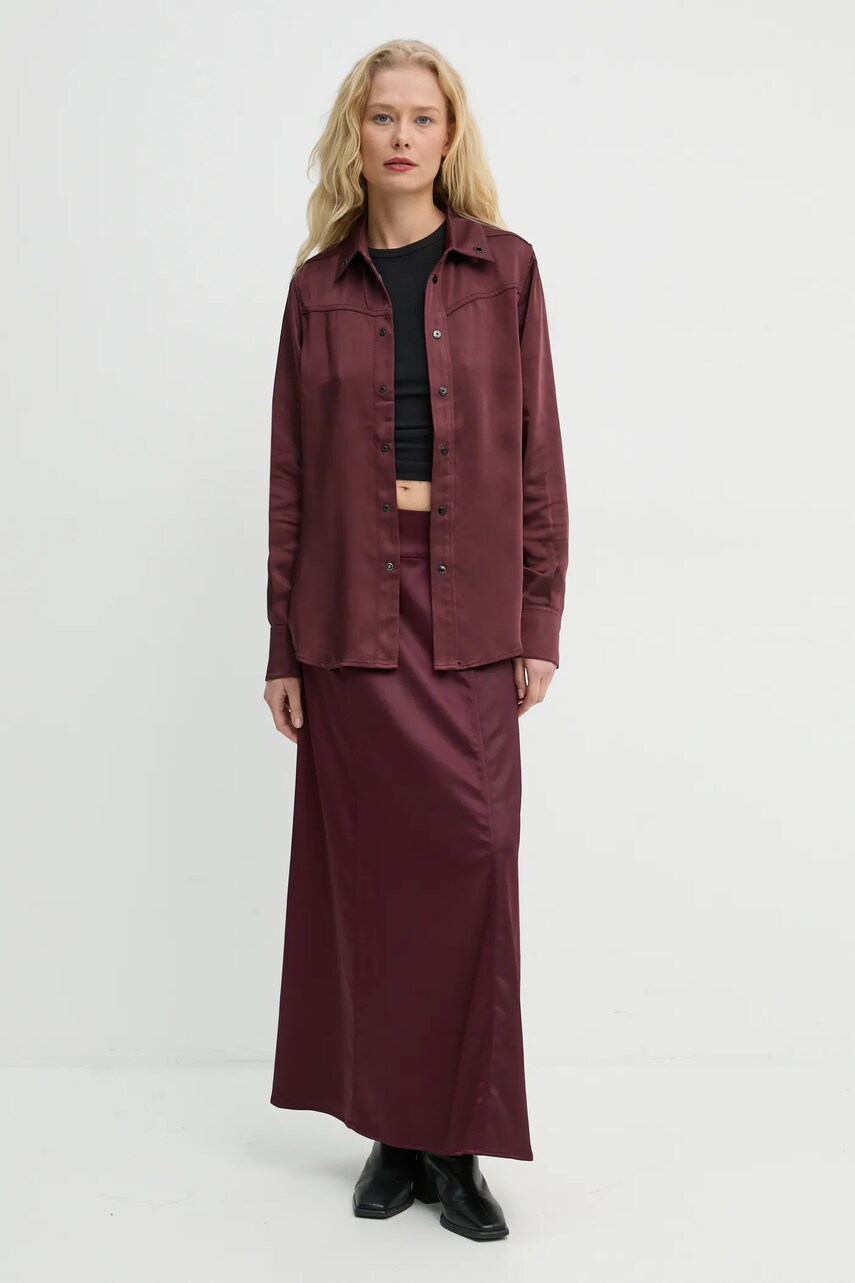 Сорочка G-Star Raw жіноча колір червоний regular класичний комір D25265-D414