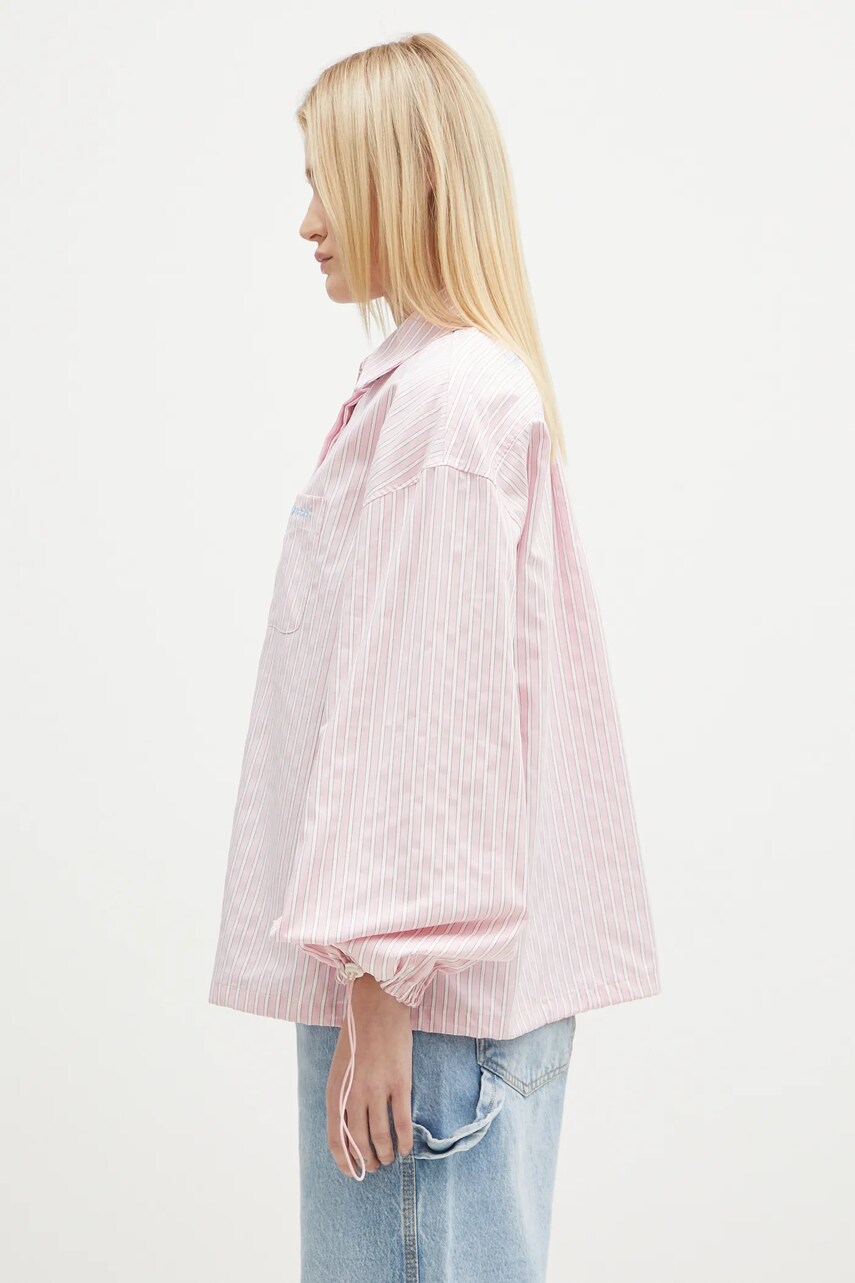 Бавовняна сорочка Fiorucci Elasticated Balloon Sleeve жіноча колір рожевий relaxed класичний комір W01FPTLO170CO01PN03