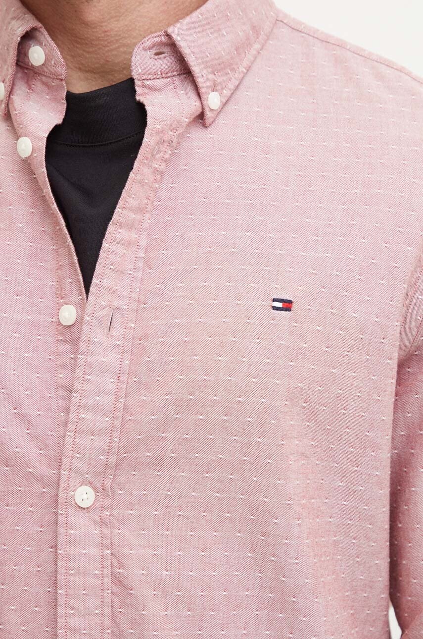 Бавовняна сорочка Tommy Hilfiger чоловіча колір червоний slim комір button-down MW0MW35769