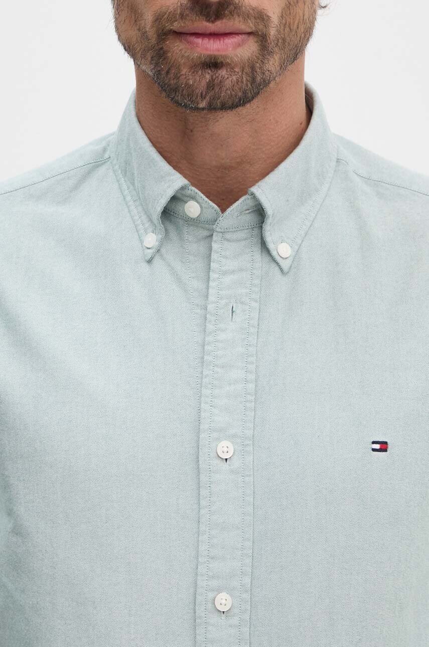 Бавовняна сорочка Tommy Hilfiger чоловіча колір зелений regular комір button-down MW0MW35774