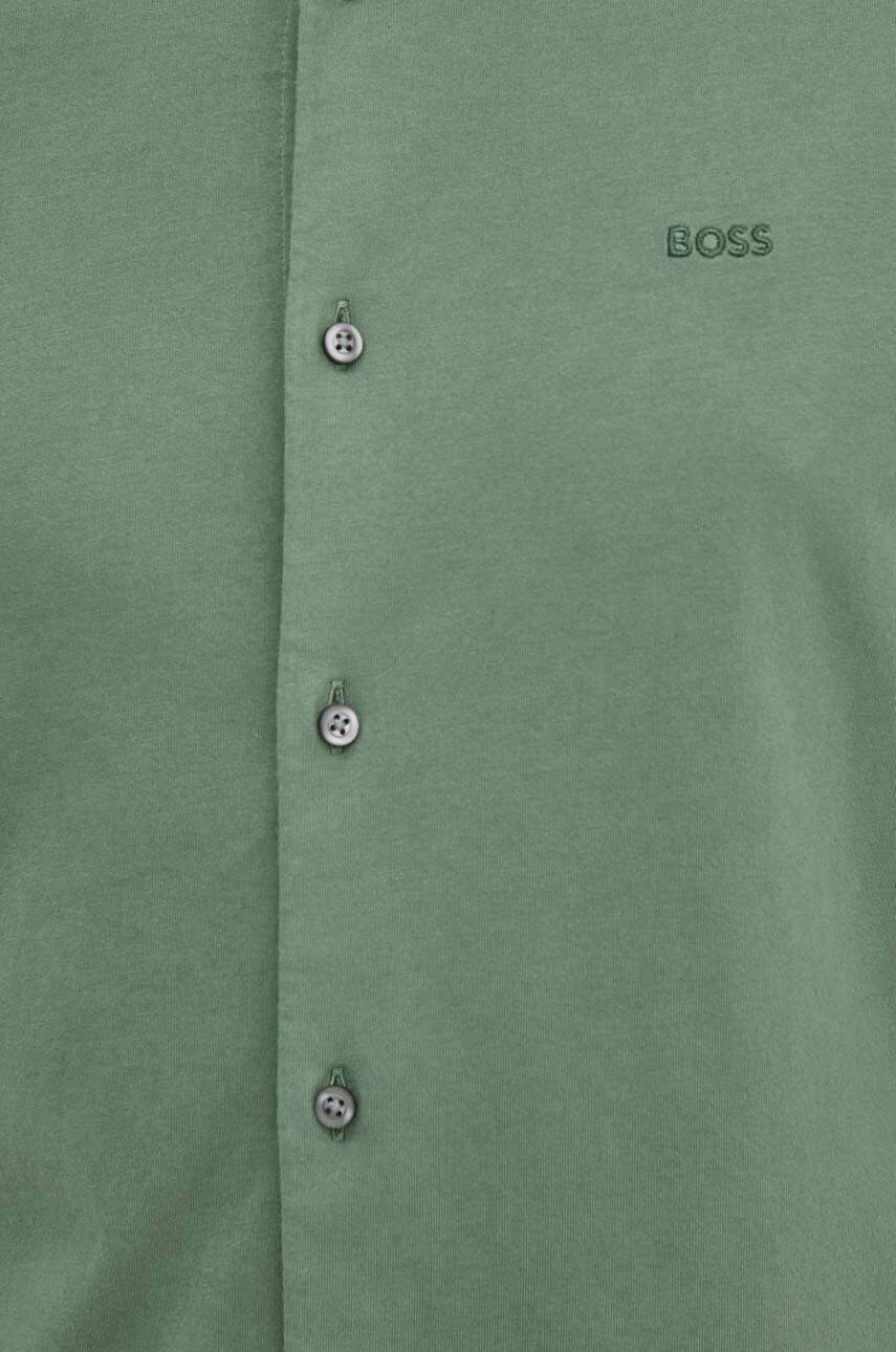 Бавовняна сорочка Boss Orange чоловіча колір зелений slim класичний комір 50519746