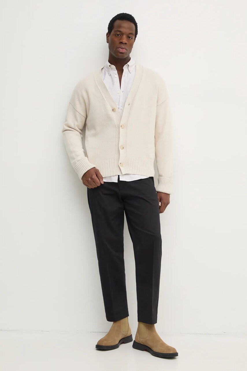 Бавовняна сорочка BOSS чоловіча колір білий slim комір button-down 50520275