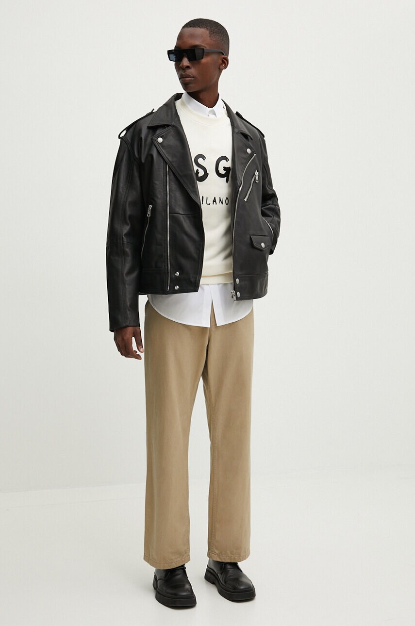 Бавовняна сорочка MSGM чоловіча колір білий relaxed з італійським коміром 3740ME02.247505
