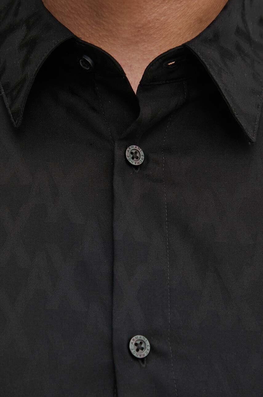 Бавовняна сорочка Armani Exchange чоловіча колір чорний regular класичний комір 6DZCL1 ZN5XZ