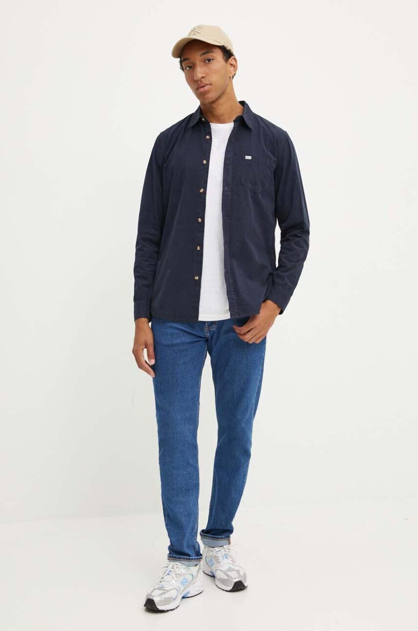 Бавовняна сорочка Guess Jeans чоловіча колір синій slim класичний комір M4YH35 WGCF1