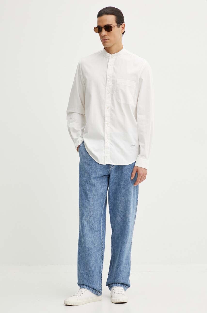 Бавовняна сорочка Marc O'Polo DENIM чоловіча колір білий regular зі стійкою 5000000295