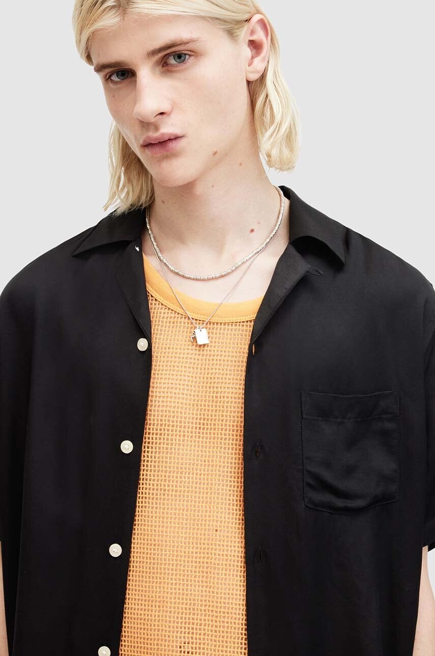 Сорочка AllSaints SUNSMIRK SS чоловіча колір чорний relaxed M043SA
