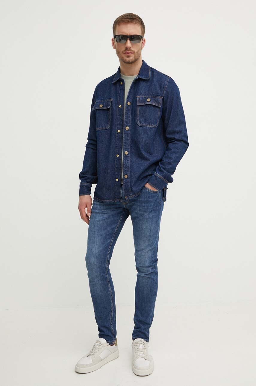 Джинсова куртка Pepe Jeans RELAXED OVERSHIRT чоловіча колір синій перехідна oversize PM308585CU4